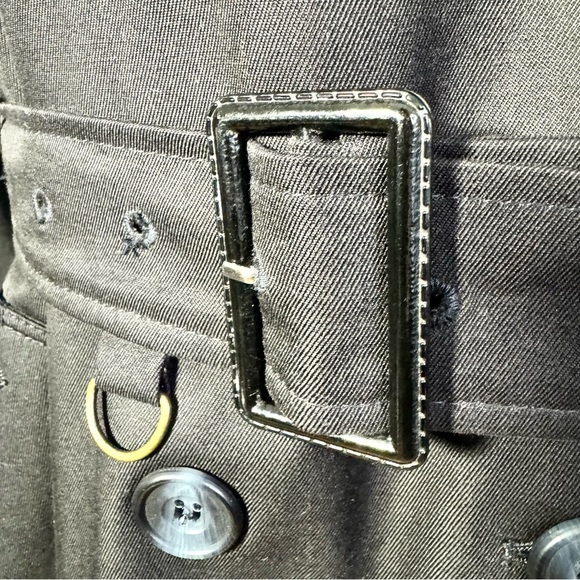 AQUASCUTUM BLACK TRENCH COAT OLD MONEY AESTHETIC MADE IN CANADA MEDIUM - Picture 14 of 17